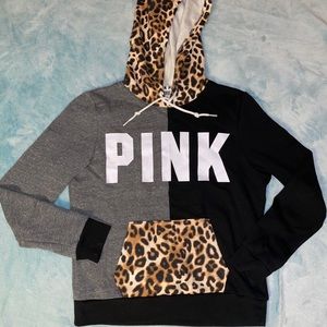 VICTORIA’S SECRET PINK CHEETAH HOODED SWEATSHIRT